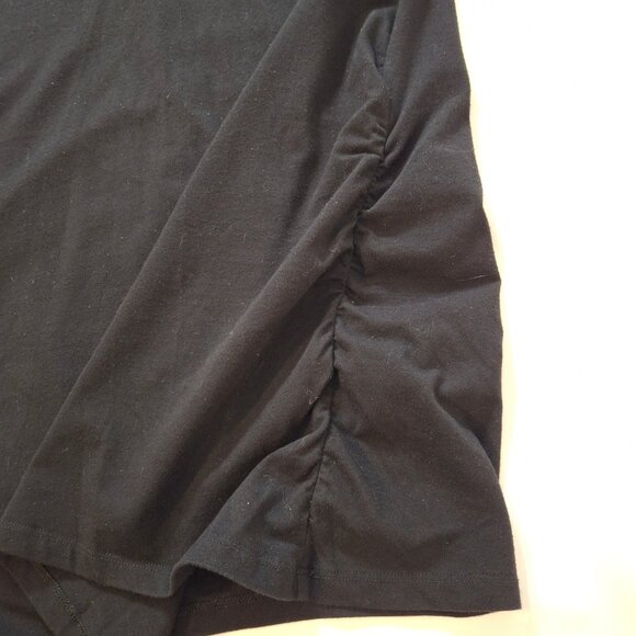 Oversized Cowl Neck Cap Sleeve Black T Shirt Dress Size M Ruched at Side Seams - Picture 6 of 16